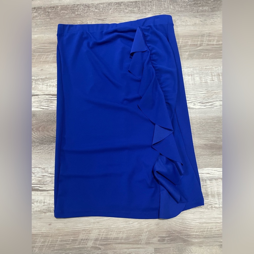 Haute Monde Royal Blue pencil ruffle skirt size 1x  ( fits like xl / size 14 )